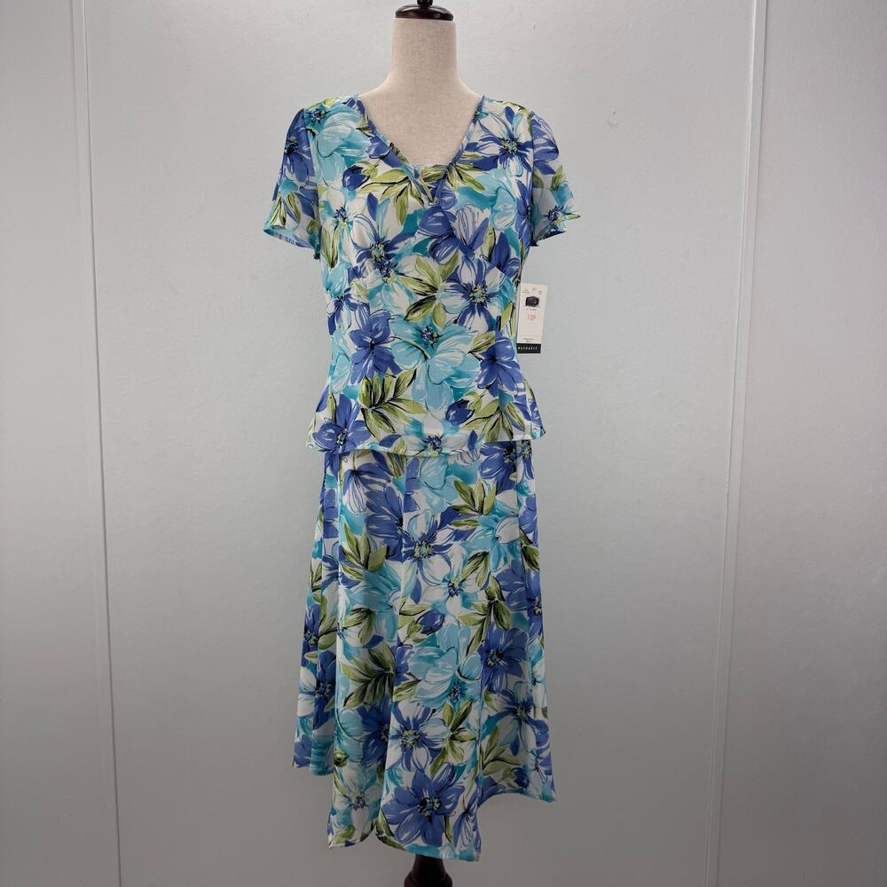 NWT Emma James SET Floral Tops & Skirt size 10P Flowy Vacation Resortwear Beach